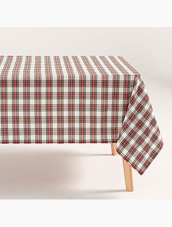 Nappe de noël en coton, motif tartan à rayures dorées en relief - gamusi