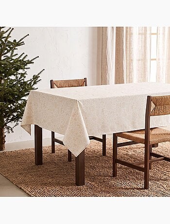 Nappe de noël en coton, motifs de noël dorés en relief - gamusi