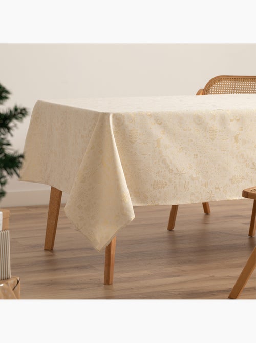 Nappe de noël en coton, motifs de noël dorés en relief - gamusi - Kiabi Nappe de noël en coton, motifs de noël dorés en relief - gamusi - Kiabi