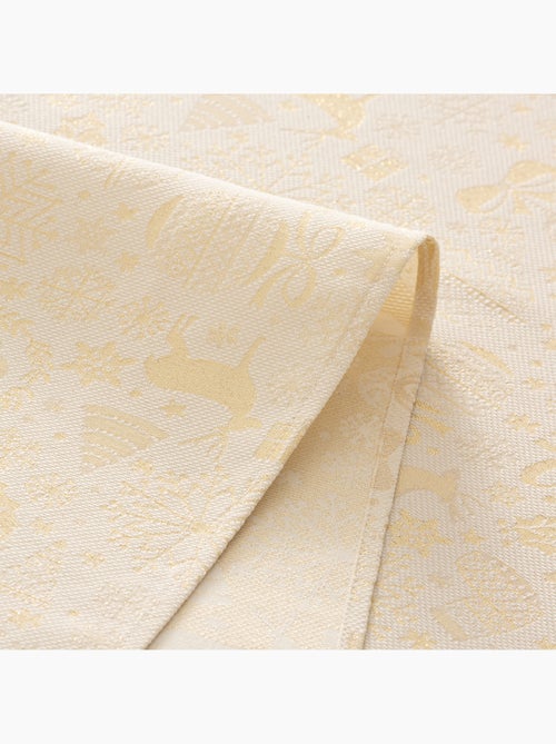 Nappe de noël en coton, motifs de noël dorés en relief - gamusi - Kiabi Nappe de noël en coton, motifs de noël dorés en relief - gamusi - Kiabi
