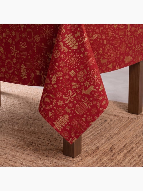 Nappe de noël en coton, motifs de noël dorés en relief - gamusi - Kiabi Nappe de noël en coton, motifs de noël dorés en relief - gamusi - Kiabi