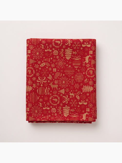 Nappe de noël en coton, motifs de noël dorés en relief - gamusi - Kiabi Nappe de noël en coton, motifs de noël dorés en relief - gamusi - Kiabi