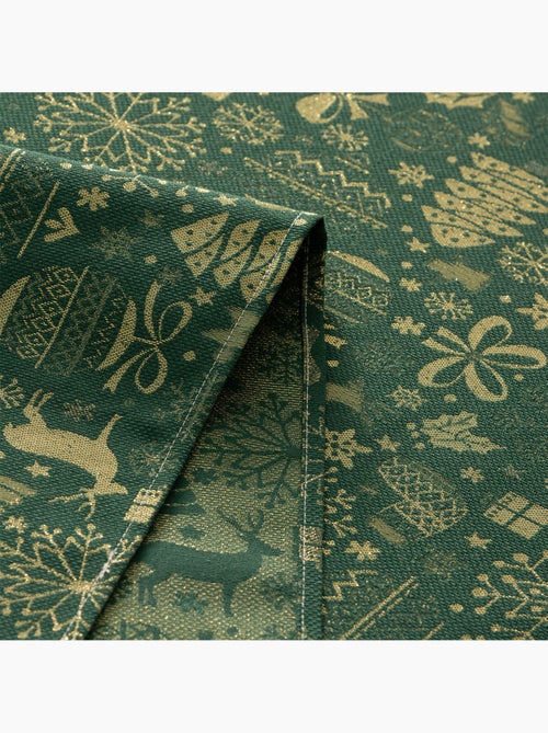 Nappe de noël en coton, motifs de noël dorés en relief - gamusi - Kiabi Nappe de noël en coton, motifs de noël dorés en relief - gamusi - Kiabi