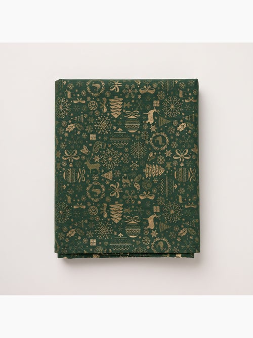 Nappe de noël en coton, motifs de noël dorés en relief - gamusi - Kiabi Nappe de noël en coton, motifs de noël dorés en relief - gamusi - Kiabi