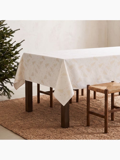 Nappe de noël en coton, sapins et étoiles dorés en relief - gamusi - Kiabi Nappe de noël en coton, sapins et étoiles dorés en relief - gamusi - Kiabi