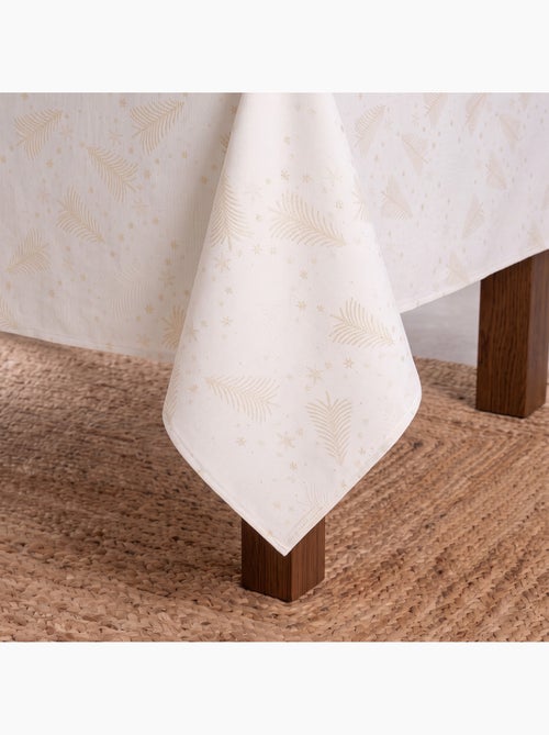 Nappe de noël en coton, sapins et étoiles dorés en relief - gamusi - Kiabi Nappe de noël en coton, sapins et étoiles dorés en relief - gamusi - Kiabi
