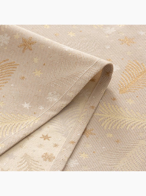Nappe de noël en coton, sapins et étoiles dorés en relief - gamusi - Kiabi Nappe de noël en coton, sapins et étoiles dorés en relief - gamusi - Kiabi