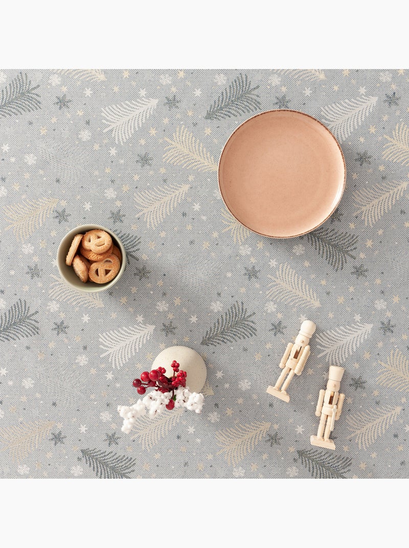 Nappe de noël en coton, sapins et étoiles dorés en relief - gamusi Bleu Doré - Kiabi