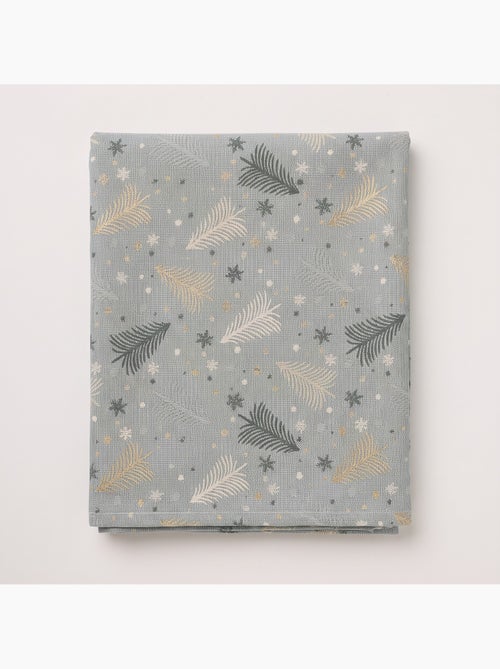 Nappe de noël en coton, sapins et étoiles dorés en relief - gamusi - Kiabi Nappe de noël en coton, sapins et étoiles dorés en relief - gamusi - Kiabi