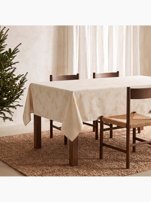 Nappe de noël en coton, sapins et étoiles dorés en relief - gamusi - Kiabi Nappe de noël en coton, sapins et étoiles dorés en relief - gamusi - Kiabi