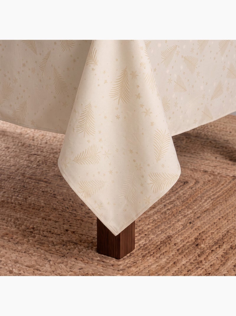 Nappe de noël en coton, sapins et étoiles dorés en relief - gamusi Ecru - Kiabi