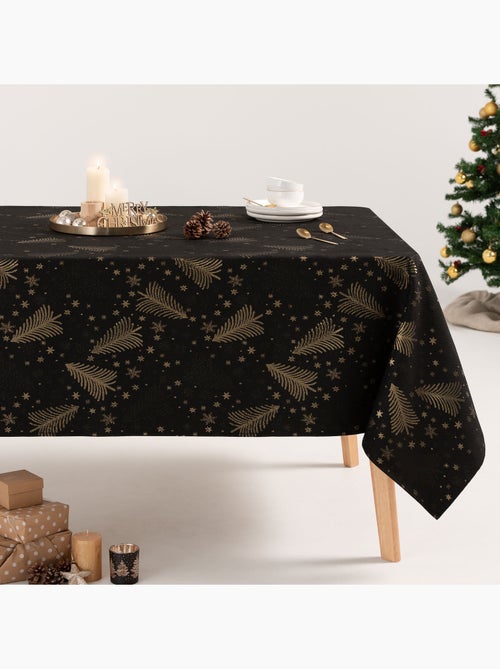 Nappe de noël en coton, sapins et étoiles dorés en relief - gamusi - Kiabi Nappe de noël en coton, sapins et étoiles dorés en relief - gamusi - Kiabi