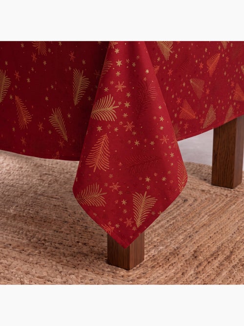 Nappe de noël en coton, sapins et étoiles dorés en relief - gamusi - Kiabi Nappe de noël en coton, sapins et étoiles dorés en relief - gamusi - Kiabi