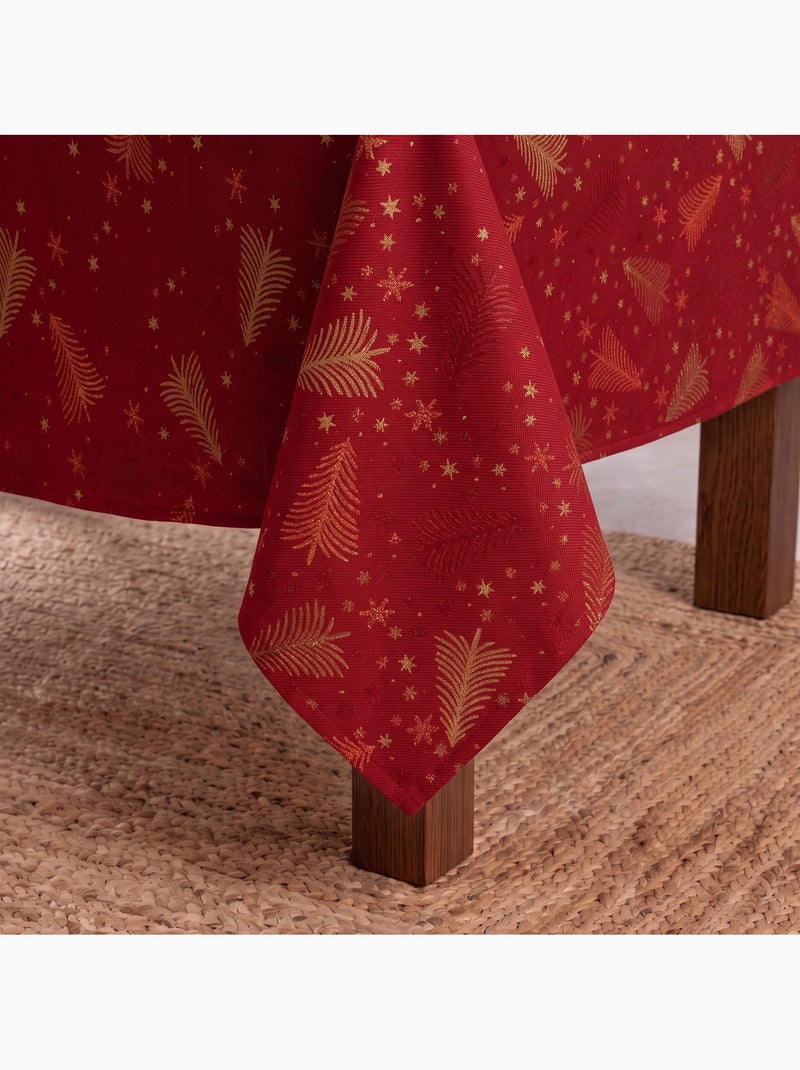 Nappe de noël en coton, sapins et étoiles dorés en relief - gamusi Rouge - Kiabi