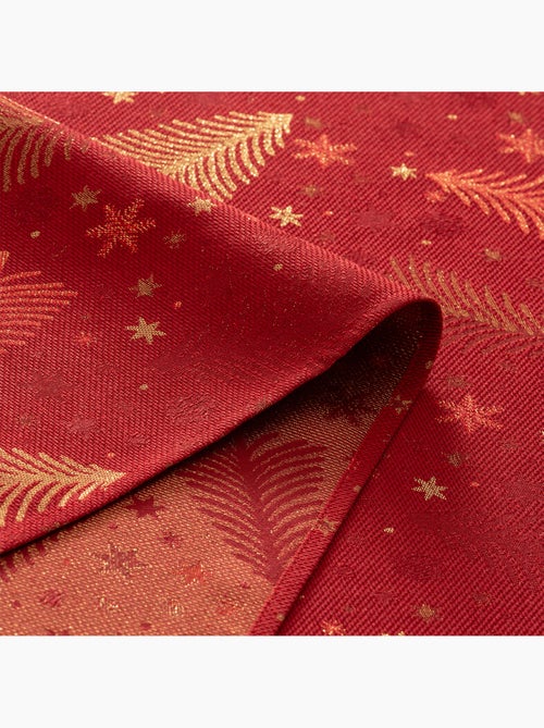 Nappe de noël en coton, sapins et étoiles dorés en relief - gamusi - Kiabi Nappe de noël en coton, sapins et étoiles dorés en relief - gamusi - Kiabi