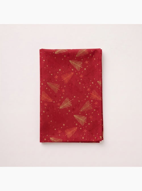 Nappe de noël en coton, sapins et étoiles dorés en relief - gamusi - Kiabi Nappe de noël en coton, sapins et étoiles dorés en relief - gamusi - Kiabi