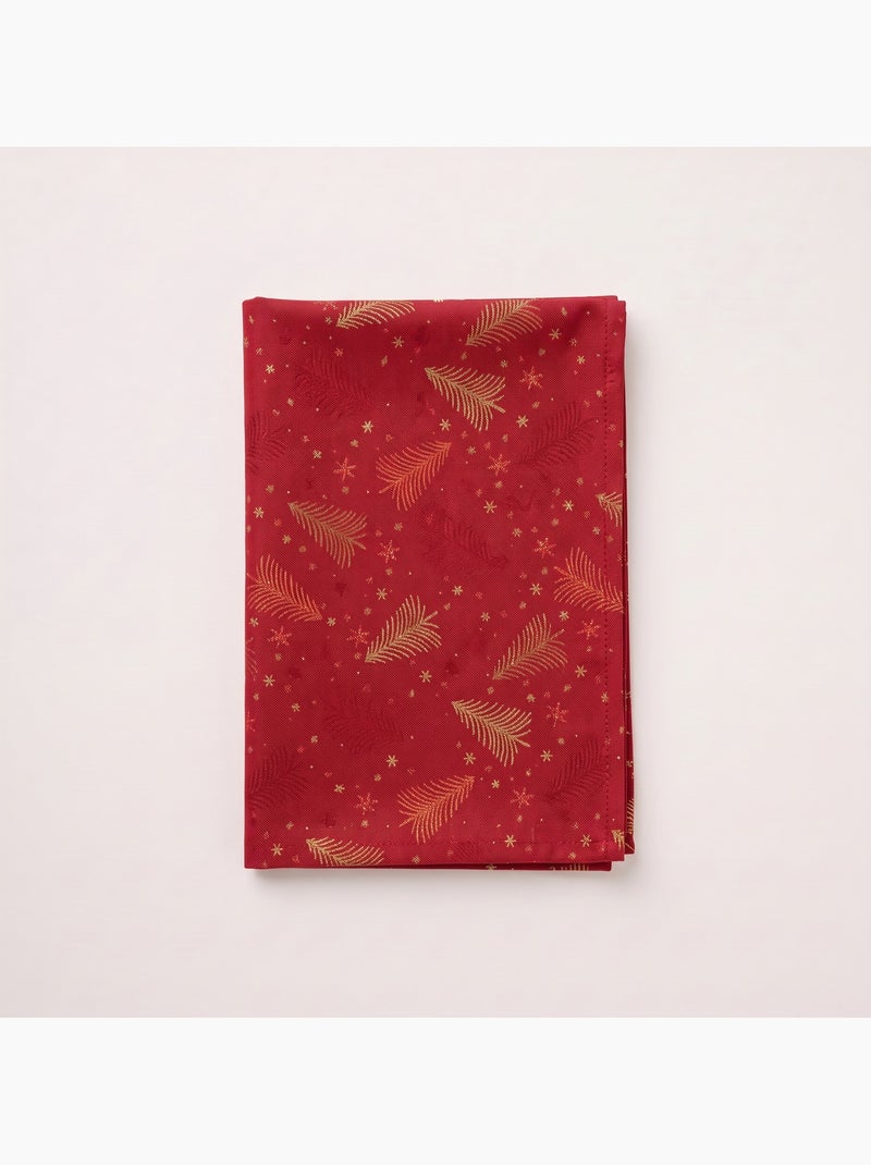 Nappe de noël en coton, sapins et étoiles dorés en relief - gamusi Rouge - Kiabi