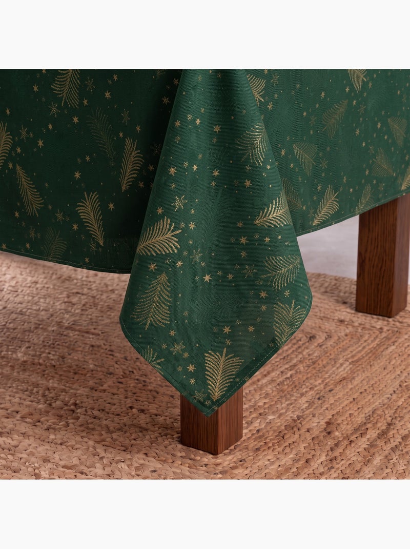 Nappe de noël en coton, sapins et étoiles dorés en relief - gamusi Vert - Kiabi
