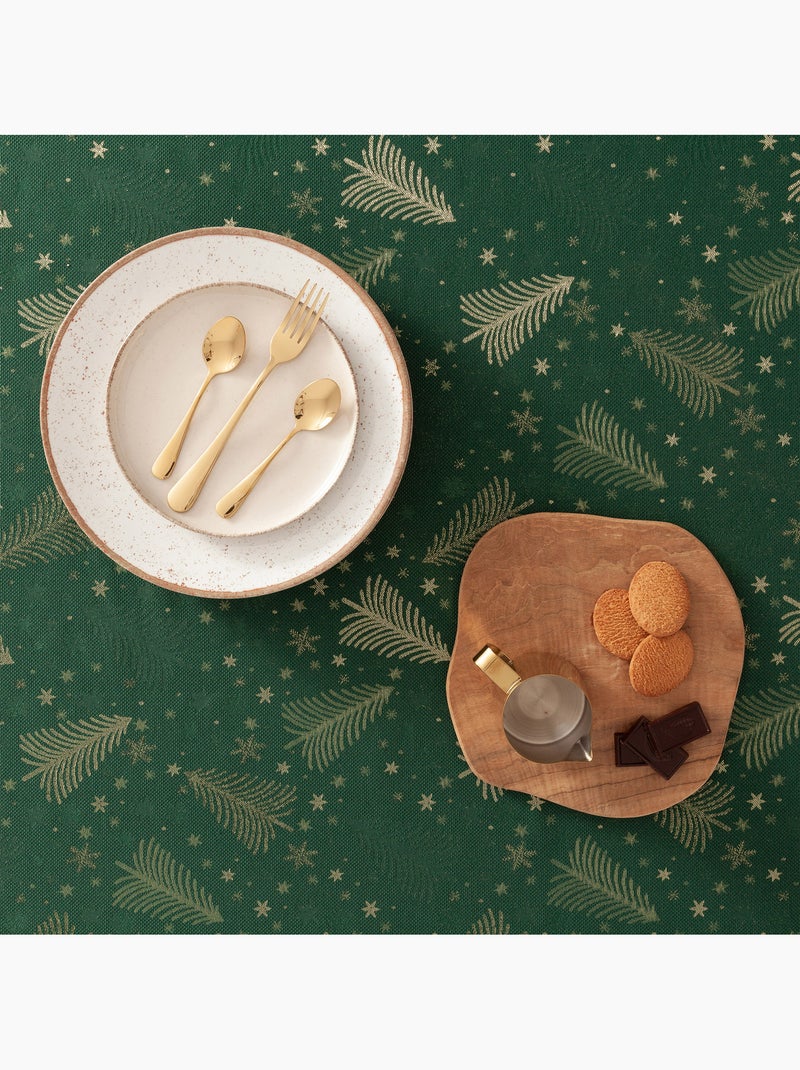 Nappe de noël en coton, sapins et étoiles dorés en relief - gamusi Vert - Kiabi