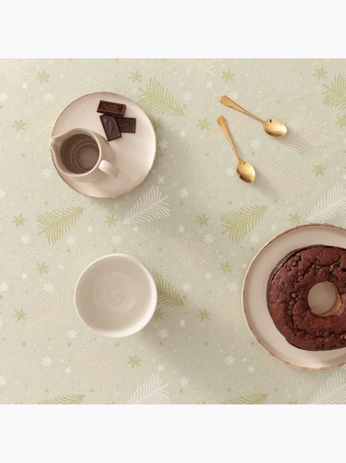 Nappe de noël en coton, sapins et étoiles dorés en relief - gamusi - Kiabi