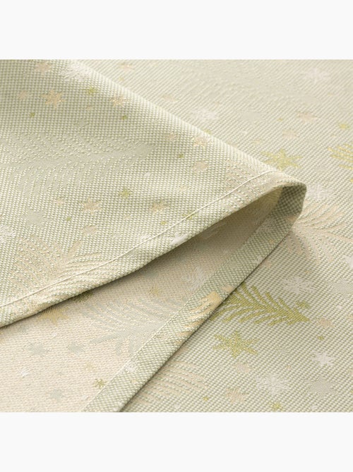 Nappe de noël en coton, sapins et étoiles dorés en relief - gamusi - Kiabi