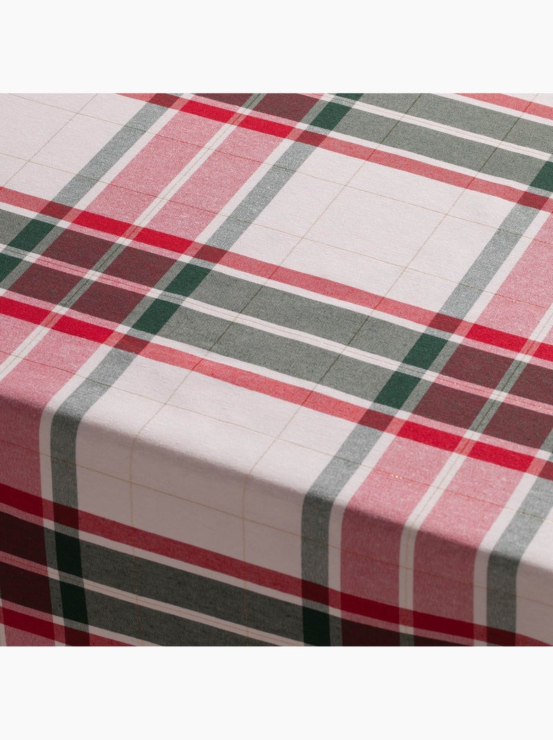 Nappe de noël en coton texturé avec fil lurex en relief, motif tartan - gamusi. Rouge - Kiabi