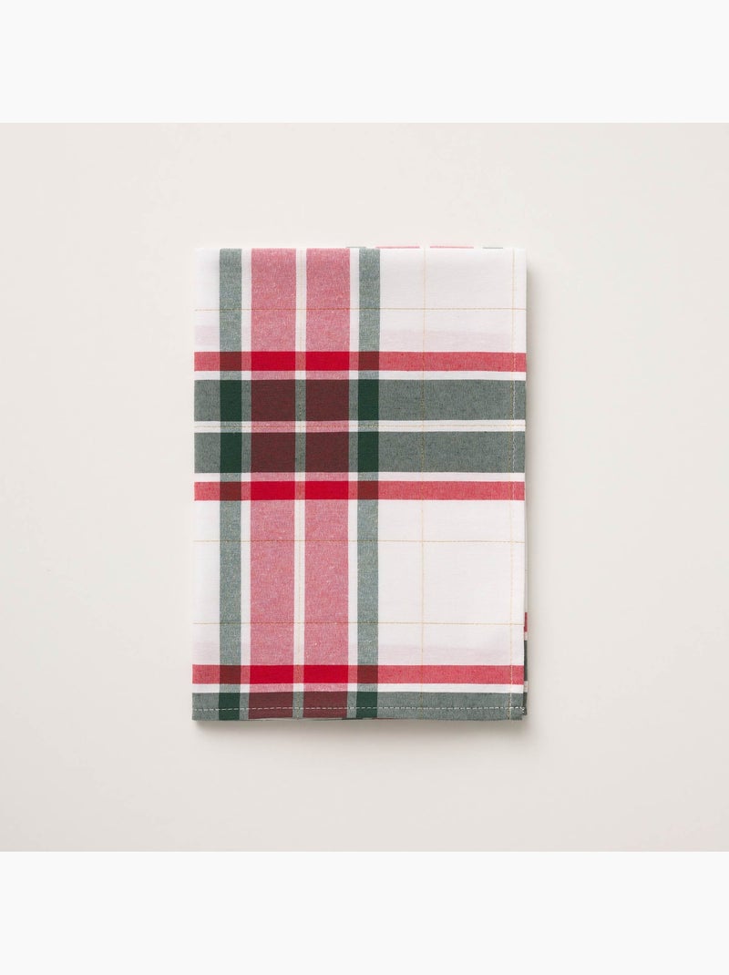 Nappe de noël en coton texturé avec fil lurex en relief, motif tartan - gamusi. Rouge - Kiabi