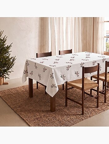 Nappe de noël imperméable avec imprimé de branches de houx - gamusi.