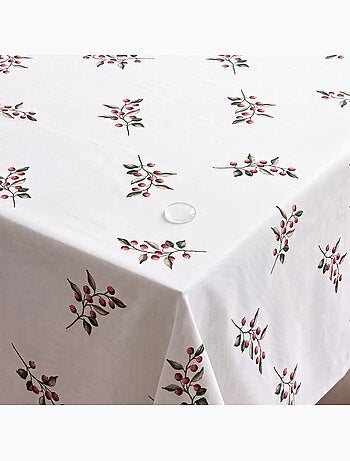 Nappe de noël imperméable avec imprimé de branches de houx - gamusi.