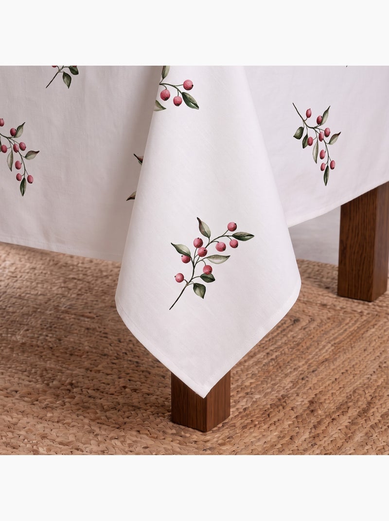 Nappe de noël imperméable avec imprimé de branches de houx - gamusi. Blanc - Kiabi