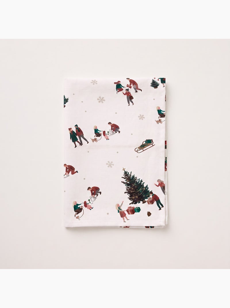 Nappe de noël imperméable avec imprimé de scènes hivernales - gamusi. Blanc - Kiabi