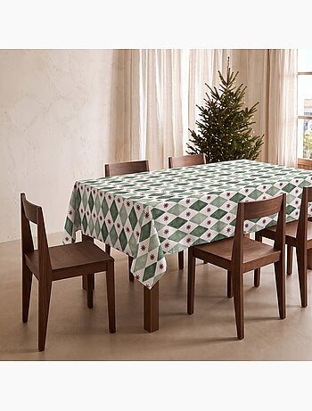 Nappe de noël imperméable avec imprimé géométrique de losanges et étoiles - gamusi.