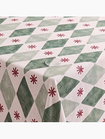 Nappe de noël imperméable avec imprimé géométrique de losanges et étoiles - gamusi.