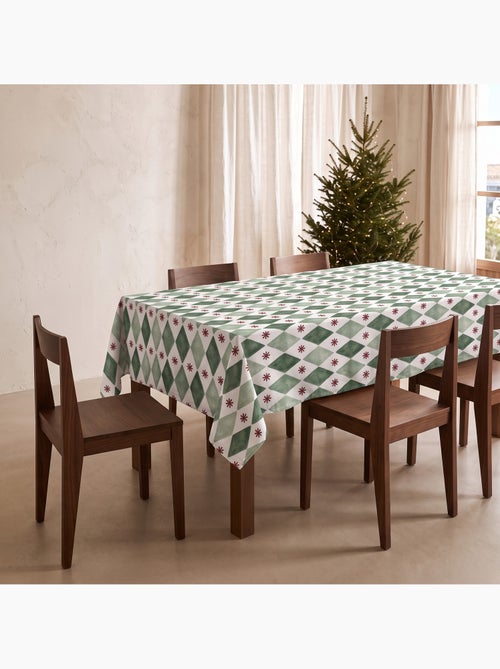 Nappe de noël imperméable avec imprimé géométrique de losanges et étoiles - gamusi. - Kiabi Nappe de noël imperméable avec imprimé géométrique de losanges et étoiles - gamusi. - Kiabi