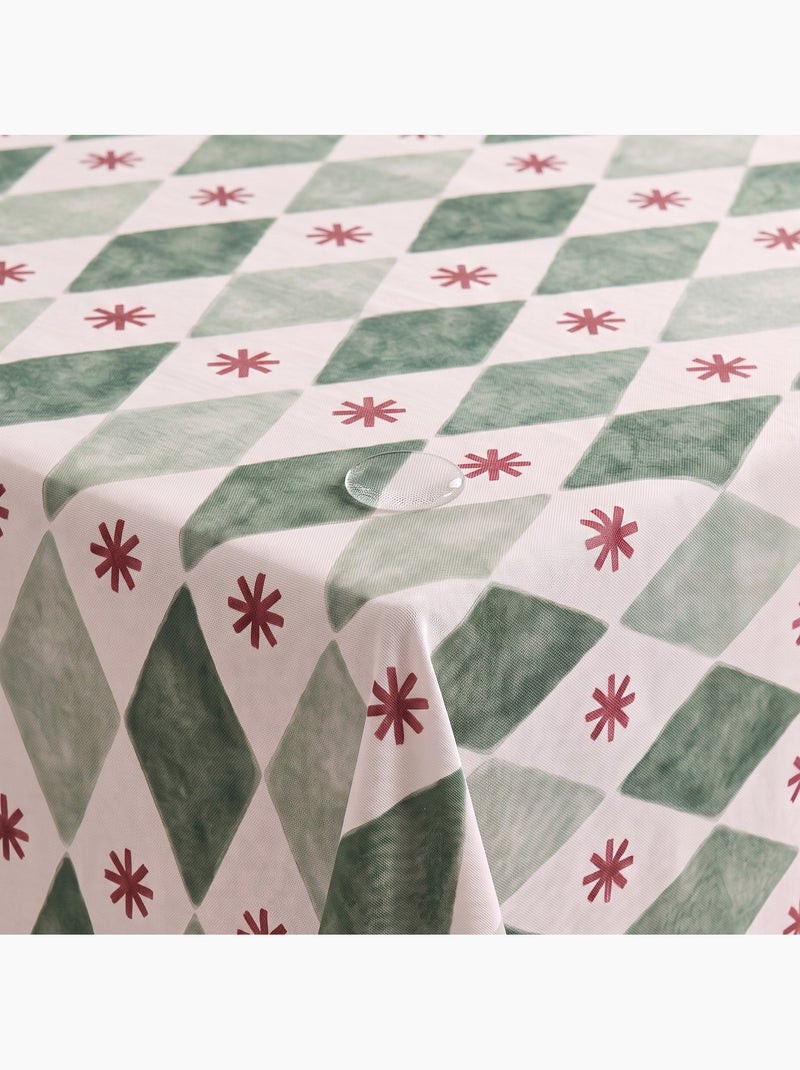 Nappe de noël imperméable avec imprimé géométrique de losanges et étoiles - gamusi. Vert - Kiabi