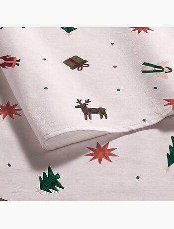 Nappe de noël imperméable avec imprimé père noël, rennes, cadeaux et sapins - gamusi.