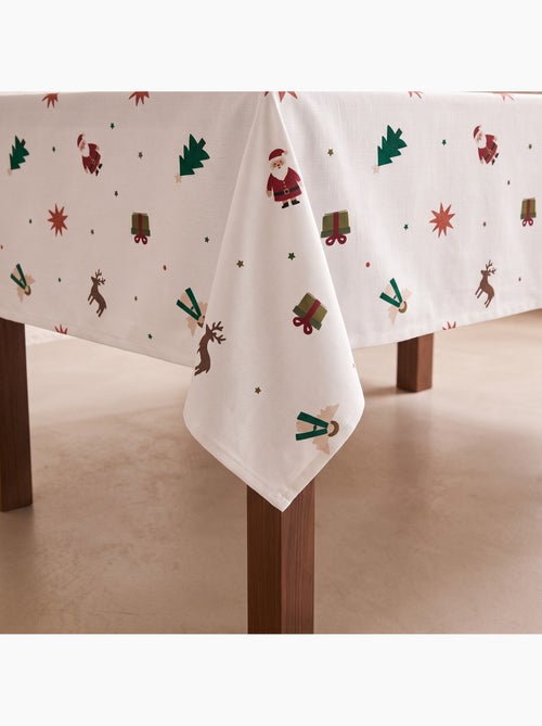 Nappe de noël imperméable avec imprimé père noël, rennes, cadeaux et sapins - gamusi. - Kiabi Nappe de noël imperméable avec imprimé père noël, rennes, cadeaux et sapins - gamusi. - Kiabi