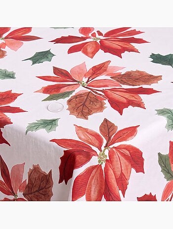 Nappe de noël imperméable avec imprimé poinsettia - gamusi.