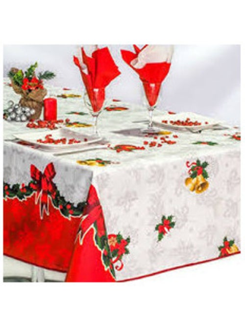 Nappe de Noël motifs Cloche - Anti tâches - Kiabi