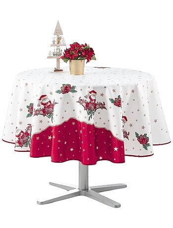 Nappe de Noël motifs Père Noël - Anti tâches