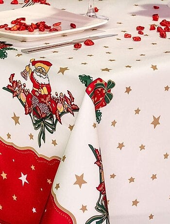 Nappe de Noël motifs Père Noël - Anti tâches