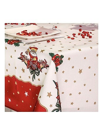 Nappe de Noël motifs Père Noël - Anti tâches