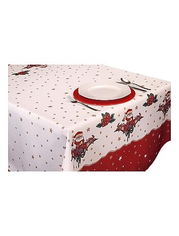 Nappe de Noël motifs Père Noël - Anti tâches