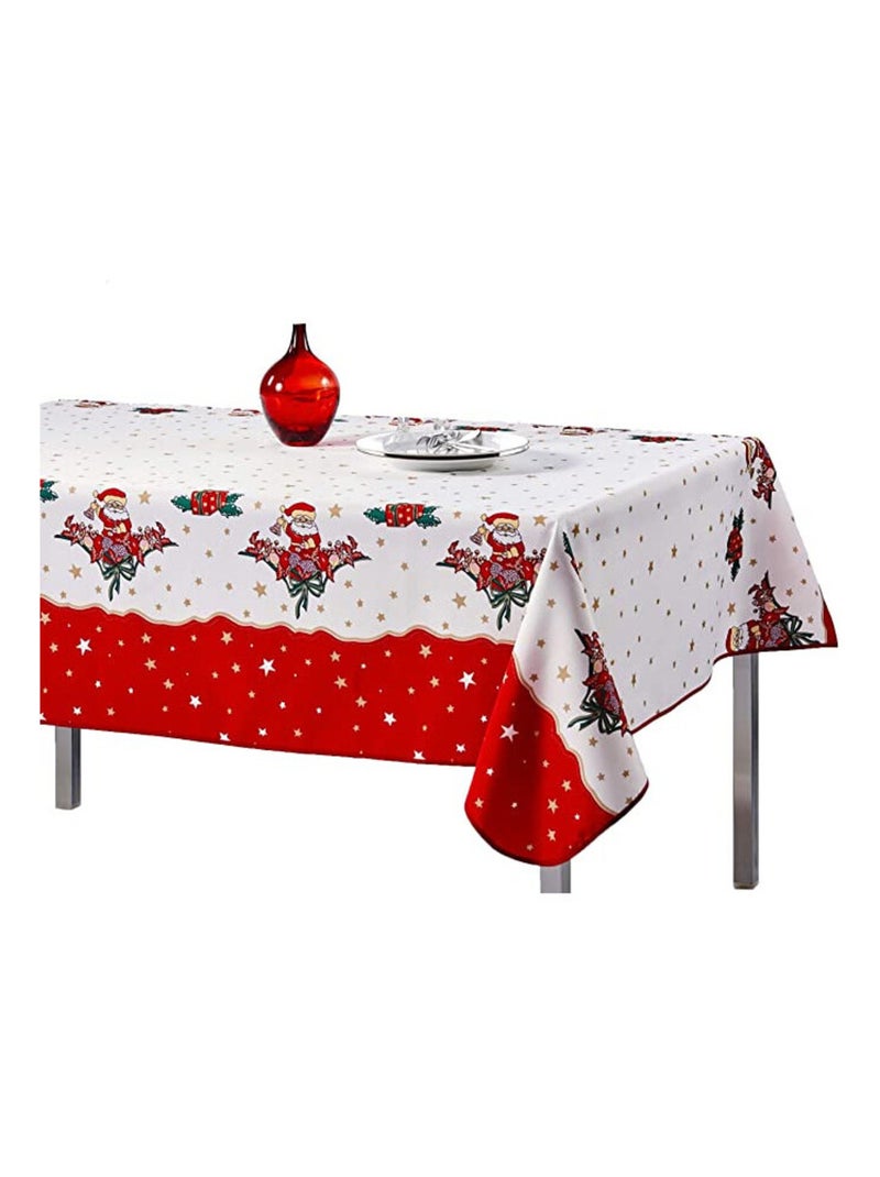 Nappe de Noël motifs Père Noël ou Cloche Anti tâches Ronde ou Rectangle Blanc Rouge - Kiabi