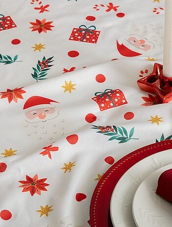 Nappe de Noël rectangulaire antitache motif Père Noël