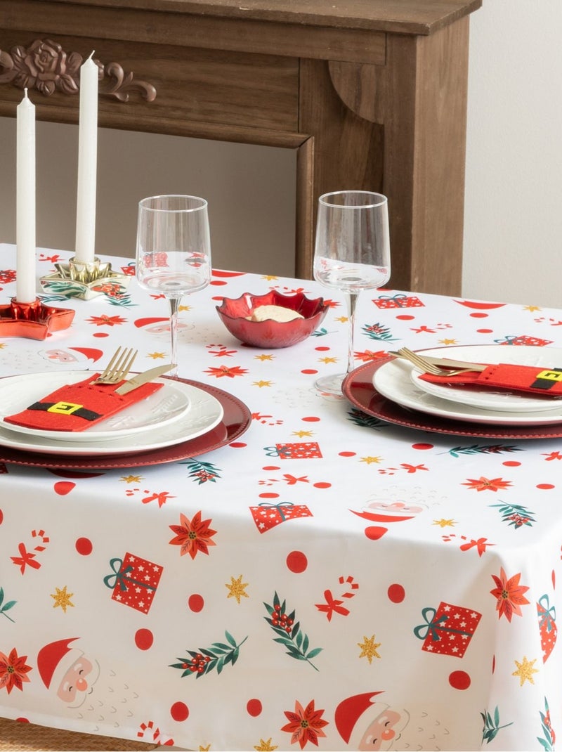Nappe de Noël rectangulaire antitache motif Père Noël Multicolore - Kiabi