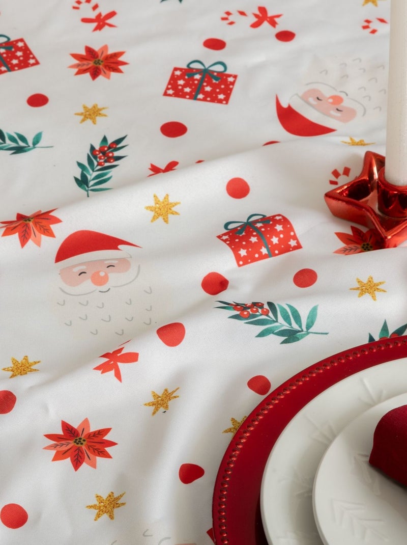 Nappe de Noël rectangulaire antitache motif Père Noël Multicolore - Kiabi