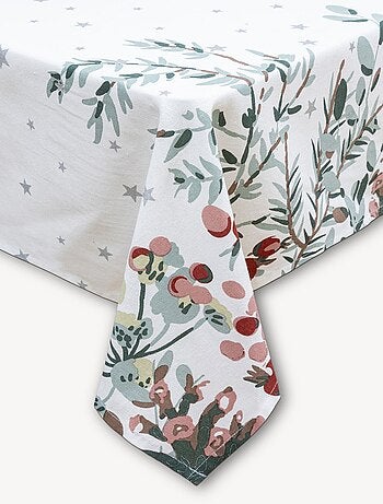 Nappe de Noël rectangulaire motifs branches et étoiles