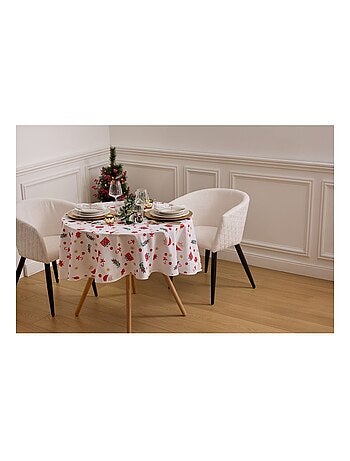 Nappe de Noël ronde antitache motif Père Noël