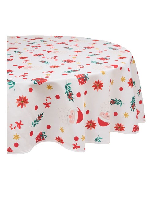 Nappe de Noël ronde antitache motif Père Noël - Kiabi